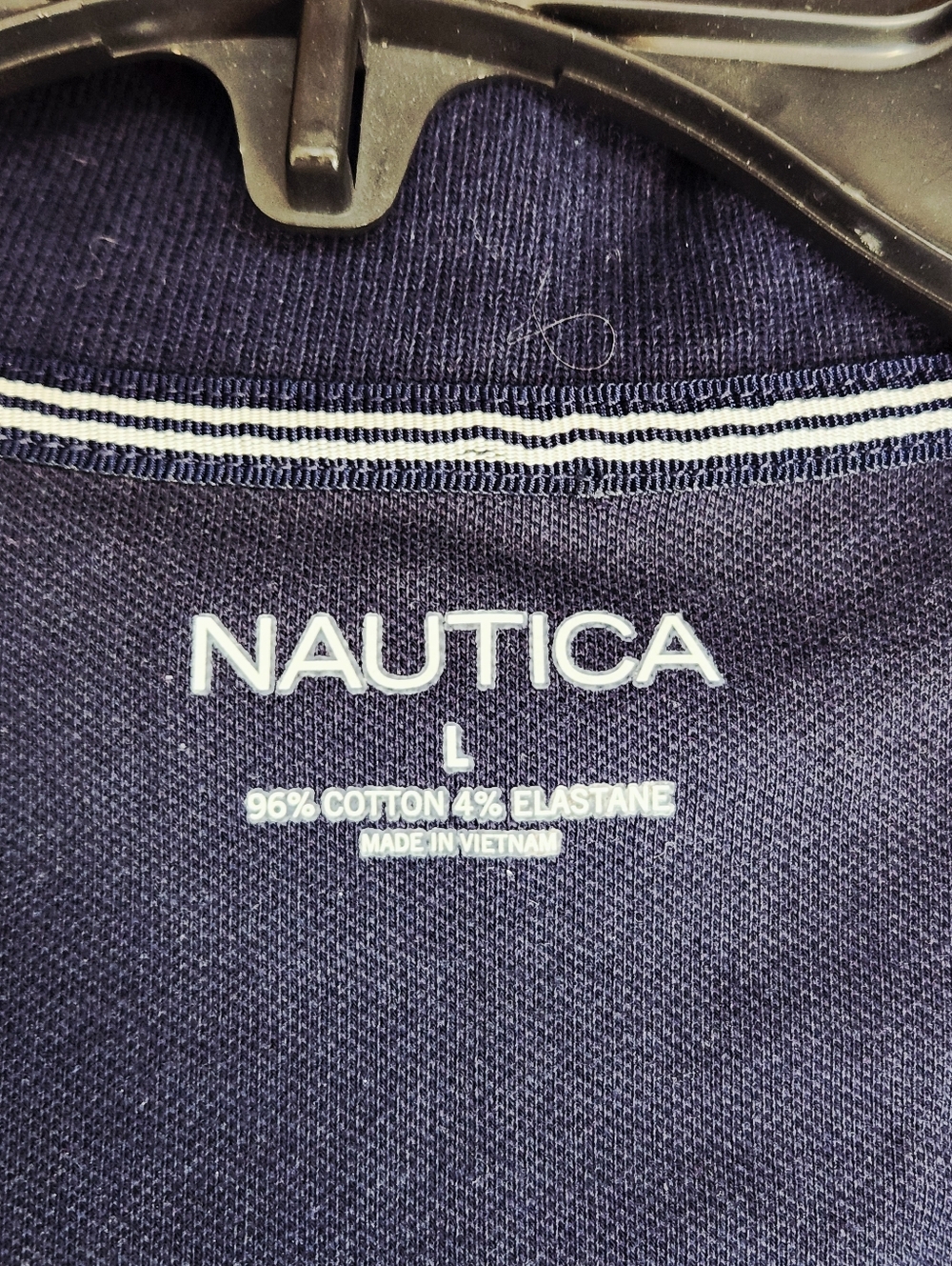 NEW Nautica Sustainably Crafted  Polo Sz L Cotton-knit Golf Navy Sailboat NWOT - Picture 4 of 8